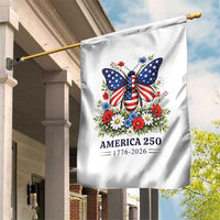 America 250 Patriotic Butterfly Floral Graphic Garden Flag American Flag Wings Watercolor Wildflowers 1776 to 2026 Semiquincentennial