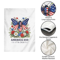 America 250 Patriotic Butterfly Floral Graphic Garden Flag American Flag Wings Watercolor Wildflowers 1776 to 2026 Semiquincentennial