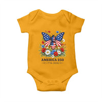America 250 Patriotic Butterfly Floral Graphic Baby Onesie American Flag Wings Watercolor Wildflowers 1776 to 2026 Semiquincentennial