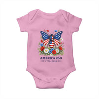 America 250 Patriotic Butterfly Floral Graphic Baby Onesie American Flag Wings Watercolor Wildflowers 1776 to 2026 Semiquincentennial