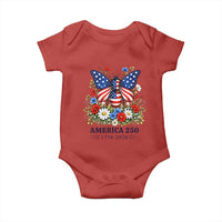 America 250 Patriotic Butterfly Floral Graphic Baby Onesie American Flag Wings Watercolor Wildflowers 1776 to 2026 Semiquincentennial