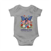 America 250 Patriotic Butterfly Floral Graphic Baby Onesie American Flag Wings Watercolor Wildflowers 1776 to 2026 Semiquincentennial