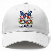America 250 Patriotic Butterfly Floral Graphic Baseball Cap American Flag Wings Watercolor Wildflowers 1776 to 2026 Semiquincentennial