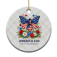 America 250 Patriotic Butterfly Floral Graphic Ceramic Ornament American Flag Wings Watercolor Wildflowers 1776 to 2026 Semiquincentennial