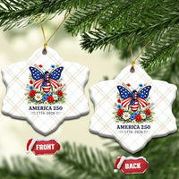 America 250 Patriotic Butterfly Floral Graphic Ceramic Ornament American Flag Wings Watercolor Wildflowers 1776 to 2026 Semiquincentennial