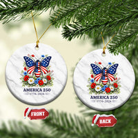 America 250 Patriotic Butterfly Floral Graphic Ceramic Ornament American Flag Wings Watercolor Wildflowers 1776 to 2026 Semiquincentennial