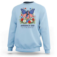 America 250 Patriotic Butterfly Floral Graphic Sweatshirt American Flag Wings Watercolor Wildflowers 1776 to 2026 Semiquincentennial