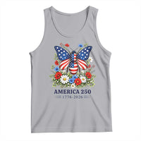America 250 Patriotic Butterfly Floral Graphic Tank Top American Flag Wings Watercolor Wildflowers 1776 to 2026 Semiquincentennial