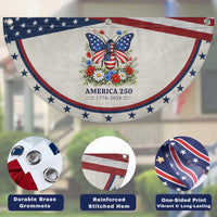 America 250 Butterfly Floral Graphic Patriotic Fan Flag American Flag Wings Watercolor Wildflowers 1776 to 2026 Semiquincentennial