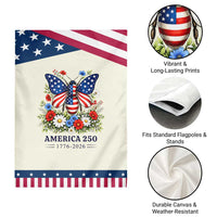 America 250 Butterfly Floral Graphic Patriotic Garden Flag American Flag Wings Watercolor Wildflowers 1776 to 2026 Semiquincentennial