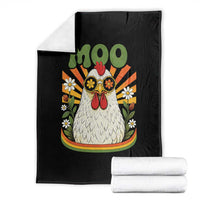Retro Moo Chicken Wearing Sunglasses Graphic Throw Blanket Funny Groovy Farm Animal Pun Vintage Sunburst