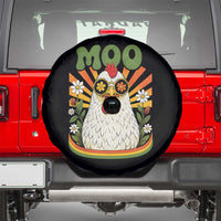 Retro Moo Chicken Wearing Sunglasses Graphic Spare Tire Cover Funny Groovy Farm Animal Pun Vintage Sunburst