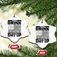 Patriotic 4th of July Fireworks Funny Drinking Party Ceramic Ornament Let's Drink And Blow Shit Up Gag Gift