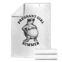 Funny Pregnant Girl Summer Turtle Throw Blanket Cute Stipple Maternity Bikini Sea Turtle Beach
