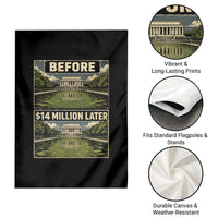 Before and 14 Million Dollars Later Lincoln Memorial Reflecting Pool Meme Garden Flag Funny Government Spending Satire