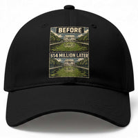 Before and 14 Million Dollars Later Lincoln Memorial Reflecting Pool Meme Baseball Cap Funny Government Spending Satire