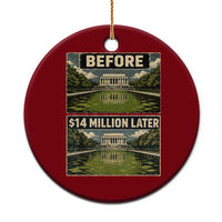 Before and 14 Million Dollars Later Lincoln Memorial Reflecting Pool Meme Ceramic Ornament Funny Government Spending Satire