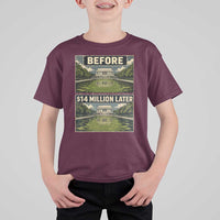 Before and 14 Million Dollars Later Lincoln Memorial Reflecting Pool Meme T Shirt For Kid Funny Government Spending Satire