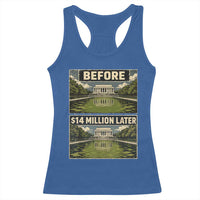 Before and 14 Million Dollars Later Lincoln Memorial Reflecting Pool Meme Racerback Tank Top Funny Government Spending Satire