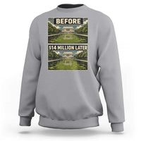 Before and 14 Million Dollars Later Lincoln Memorial Reflecting Pool Meme Sweatshirt Funny Government Spending Satire