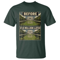 Before and 14 Million Dollars Later Lincoln Memorial Reflecting Pool Meme T Shirt Funny Government Spending Satire
