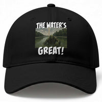 The Water is Great Swamp Monster Reflecting Pool Baseball Cap Funny Washington DC Algae Creature Meme
