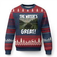 The Water is Great Swamp Monster Reflecting Pool Ugly Christmas Sweater Funny Washington DC Algae Creature Meme