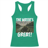 The Water is Great Swamp Monster Reflecting Pool Racerback Tank Top Funny Washington DC Algae Creature Meme