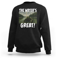 The Water is Great Swamp Monster Reflecting Pool Sweatshirt Funny Washington DC Algae Creature Meme