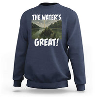 The Water is Great Swamp Monster Reflecting Pool Sweatshirt Funny Washington DC Algae Creature Meme
