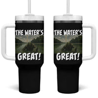 The Water is Great Swamp Monster Reflecting Pool Tumbler With Handle Funny Washington DC Algae Creature Meme