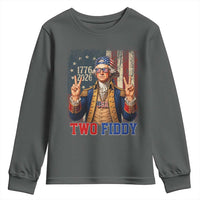 Two Fiddy George Washington Peace Signs Youth Sweatshirt Funny Semiquincentennial Hip Hop Style President