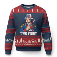 Two Fiddy George Washington Bandana Ugly Christmas Sweater Funny Cool Sunglasses American Flag Headband Peace Sign Patriotic