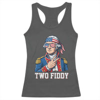 Two Fiddy George Washington Bandana Racerback Tank Top Funny Cool Sunglasses American Flag Headband Peace Sign Patriotic