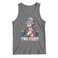 Two Fiddy George Washington Bandana Tank Top Funny Cool Sunglasses American Flag Headband Peace Sign Patriotic