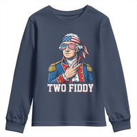 Two Fiddy George Washington Bandana Youth Sweatshirt Funny Cool Sunglasses American Flag Headband Peace Sign Patriotic