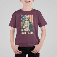 Two Fiddy Vintage George Washington T Shirt For Kid Funny Sunglasses Peace Sign Retro American Flag Semiquincentennial