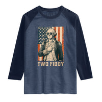 Two Fiddy Vintage George Washington Raglan Shirt Funny Sunglasses Peace Sign Retro American Flag Semiquincentennial