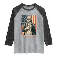 Two Fiddy Vintage George Washington Raglan Shirt Funny Sunglasses Peace Sign Retro American Flag Semiquincentennial
