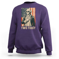Two Fiddy Vintage George Washington Sweatshirt Funny Sunglasses Peace Sign Retro American Flag Semiquincentennial