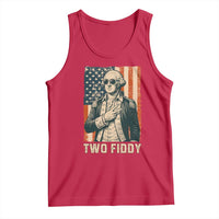 Two Fiddy Vintage George Washington Tank Top Funny Sunglasses Peace Sign Retro American Flag Semiquincentennial