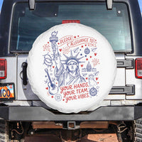 Pledge Allegiance To Your Hands Team Vibes Spare Tire Cover Statue of Liberty Doodle Americana Graphic