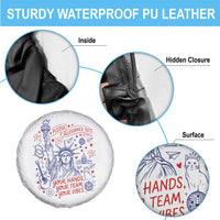 Pledge Allegiance To Your Hands Team Vibes Spare Tire Cover Statue of Liberty Doodle Americana Graphic