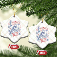 Pledge Allegiance To Your Hands Team Vibes Ceramic Ornament Statue of Liberty Doodle Americana Graphic