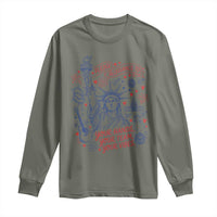 Pledge Allegiance To Your Hands Team Vibes Long Sleeve Shirt Statue of Liberty Doodle Americana Graphic