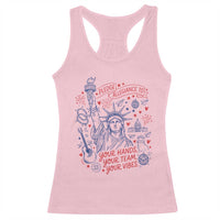 Pledge Allegiance To Your Hands Team Vibes Racerback Tank Top Statue of Liberty Doodle Americana Graphic