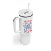 Pledge Allegiance To Your Hands Team Vibes Tumbler With Handle Statue of Liberty Doodle Americana Graphic