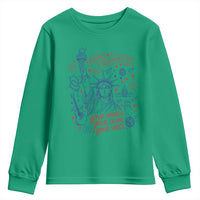 Pledge Allegiance To Your Hands Team Vibes Youth Sweatshirt Statue of Liberty Doodle Americana Graphic