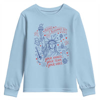 Pledge Allegiance To Your Hands Team Vibes Youth Sweatshirt Statue of Liberty Doodle Americana Graphic