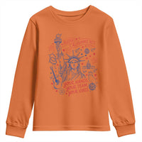 Pledge Allegiance To Your Hands Team Vibes Youth Sweatshirt Statue of Liberty Doodle Americana Graphic